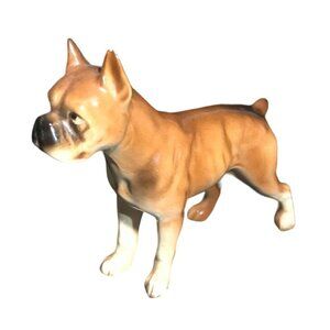 Boxer Dog Figurine Vintage Ceramic 4" x 5 1/2" Brindle Standing Nice Detail